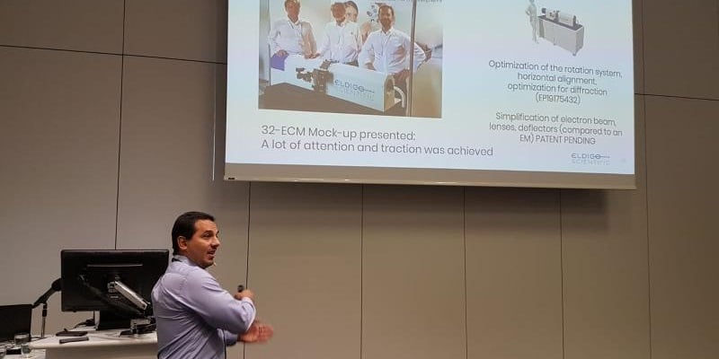 Dr. Gustavo Santiso-Quinones presenting ELDICO's product concept at ASF 2019 in Glasgow